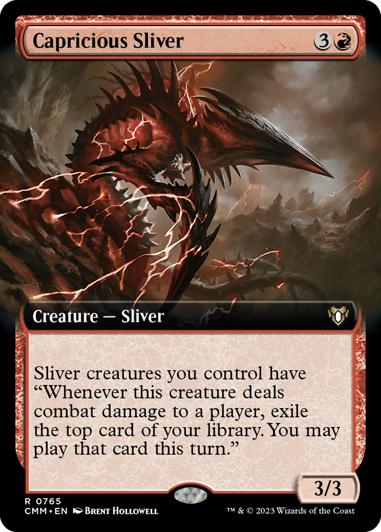 Capricious Sliver (Extended Art) [Commander Masters] | Dumpster Cat Games