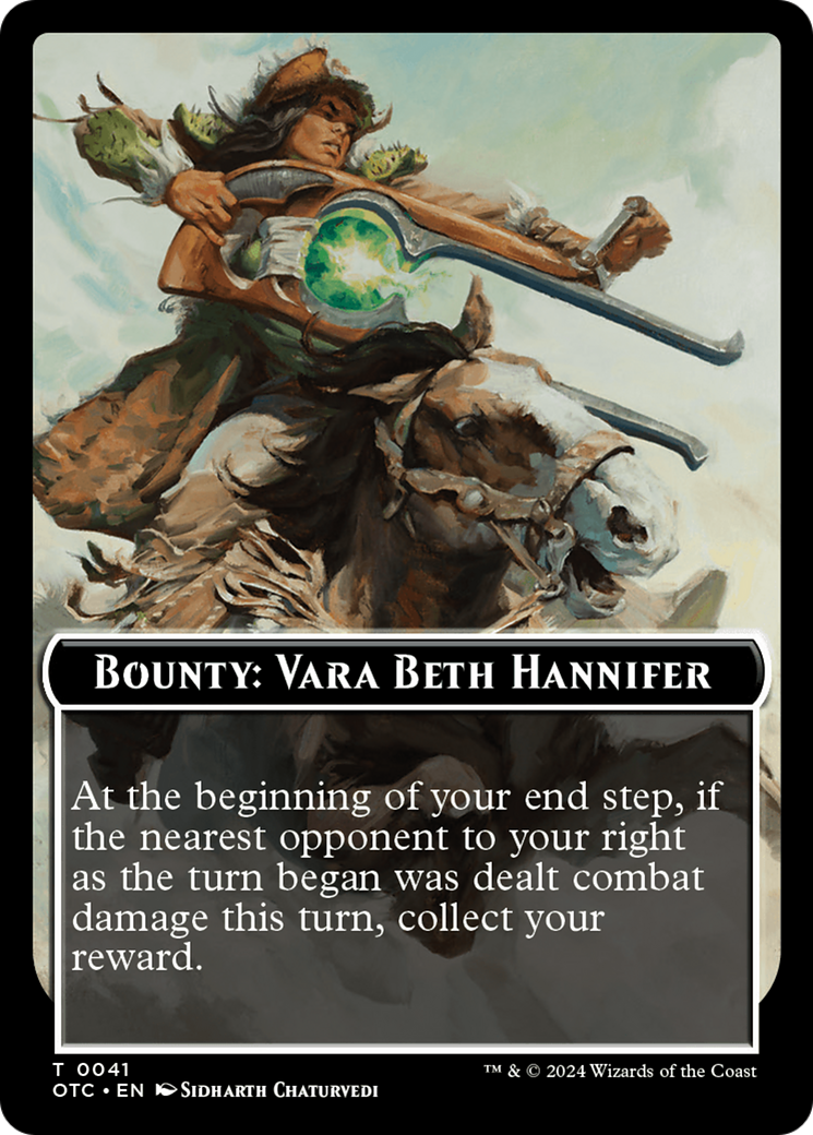 Bounty: Vara Beth Hannifer // Bounty Rules Double-Sided Token [Outlaws of Thunder Junction Commander Tokens] | Dumpster Cat Games