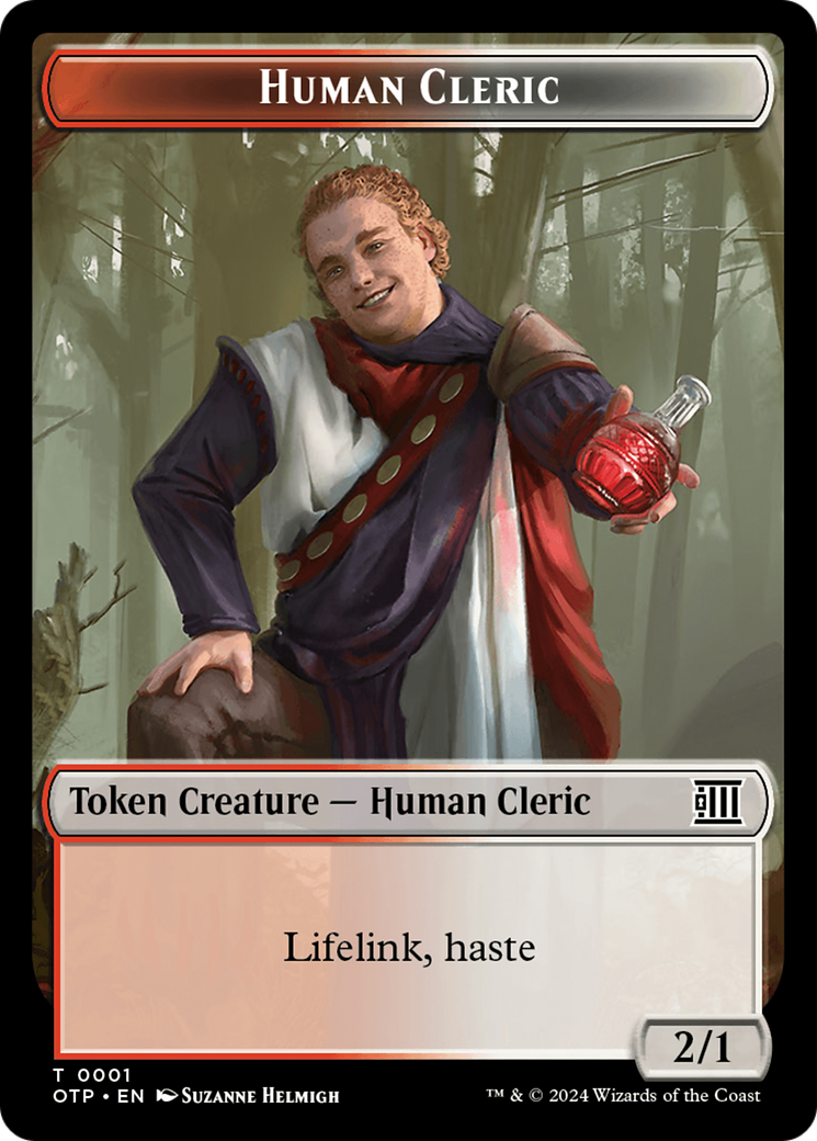 Human Cleric // Plot Double-Sided Token [Outlaws of Thunder Junction: Breaking News Tokens] | Dumpster Cat Games