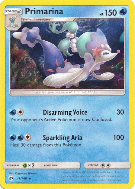 Primarina (41/149) (Water Web Holo) [Sun & Moon: Base Set] | Dumpster Cat Games