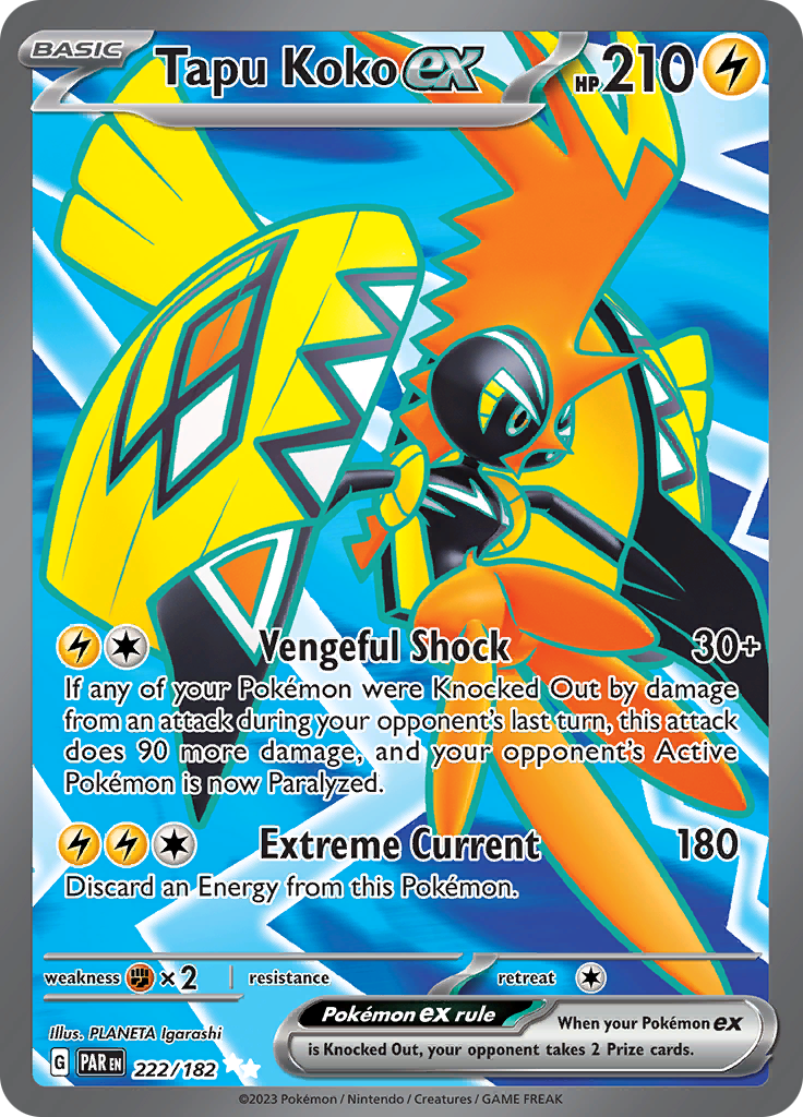 Tapu Koko ex (222/182) [Scarlet & Violet: Paradox Rift] | Dumpster Cat Games