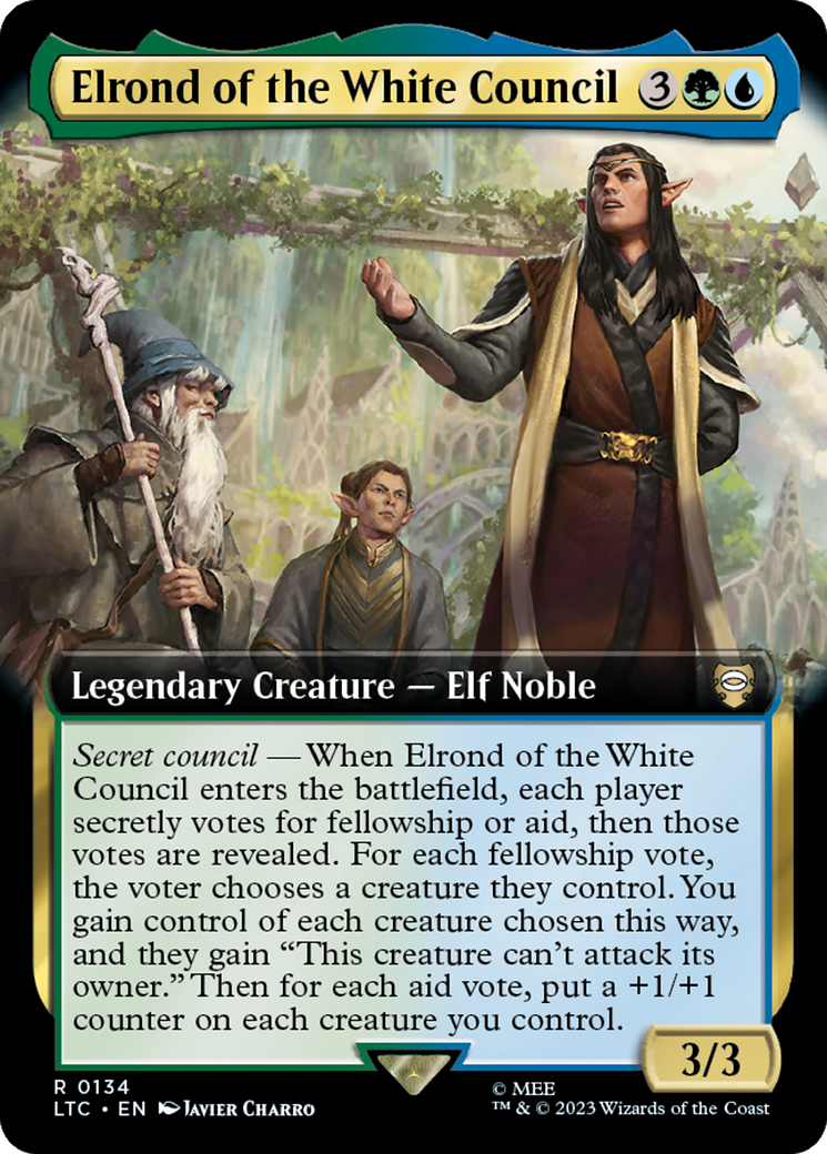 Elrond of the White Council (Extended Art) [The Lord of the Rings: Tales of Middle-Earth Commander] | Dumpster Cat Games