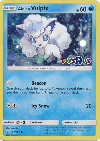 Alolan Vulpix (21/145) (Toys R Us Promo) [Sun & Moon: Guardians Rising] | Dumpster Cat Games