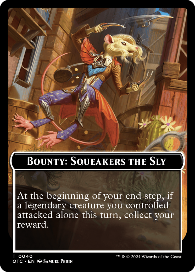 Bounty: Squeakers the Sly // Bounty Rules Double-Sided Token [Outlaws of Thunder Junction Commander Tokens] | Dumpster Cat Games