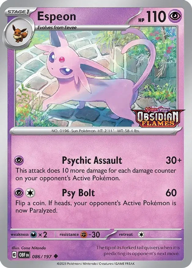 Espeon (086/197) (Best Buy Exclusive) [Scarlet & Violet: Obsidian Flames] | Dumpster Cat Games