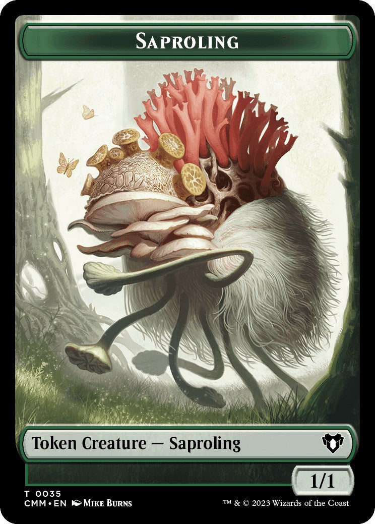 Saproling // Stoneforged Blade Double-Sided Token [Commander Masters Tokens] | Dumpster Cat Games