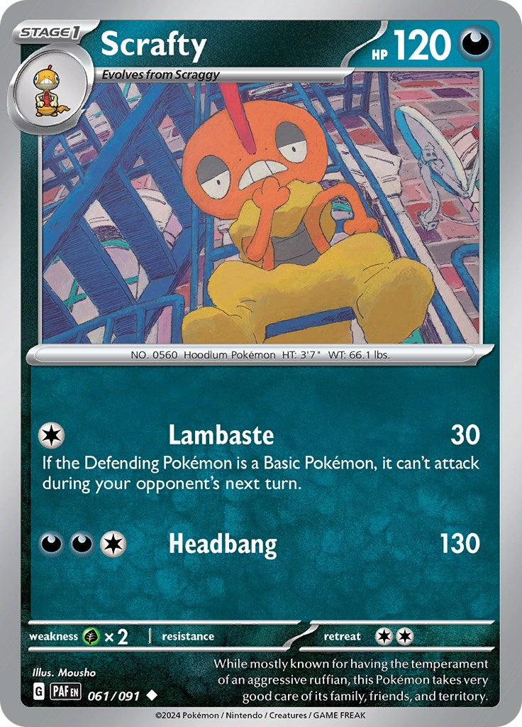 Scrafty (061/091) [Scarlet & Violet: Paldean Fates] | Dumpster Cat Games