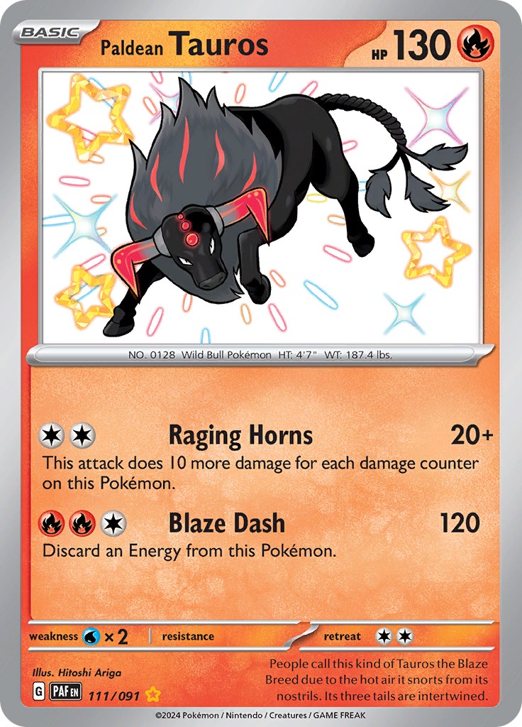 Paldean Tauros (111/091) [Scarlet & Violet: Paldean Fates] | Dumpster Cat Games