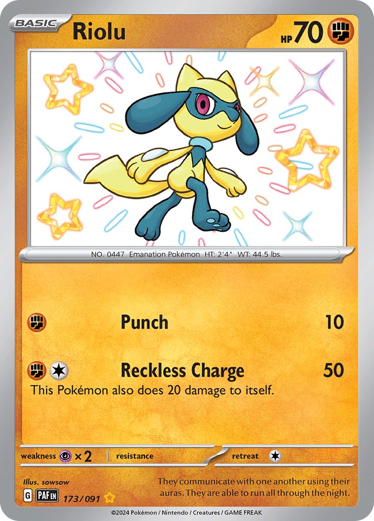 Riolu (173/091) [Scarlet & Violet: Paldean Fates] | Dumpster Cat Games