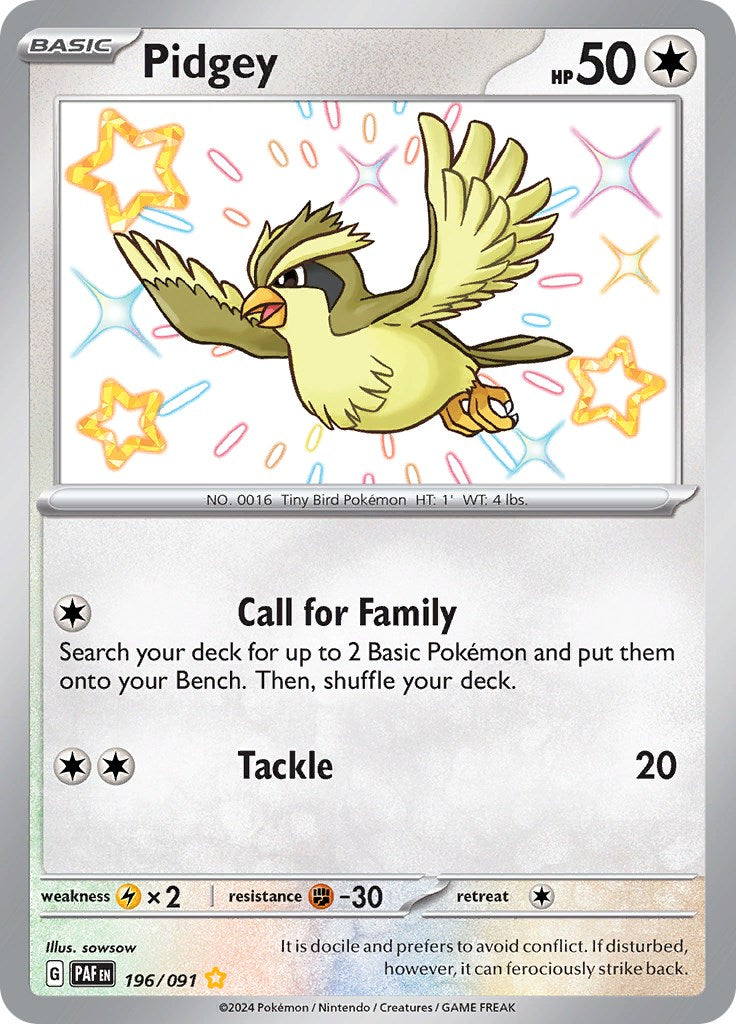 Pidgey (196/091) [Scarlet & Violet: Paldean Fates] | Dumpster Cat Games