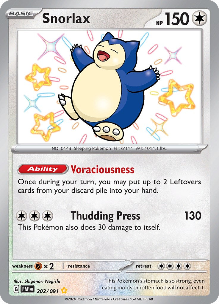 Snorlax (202/091) [Scarlet & Violet: Paldean Fates] | Dumpster Cat Games