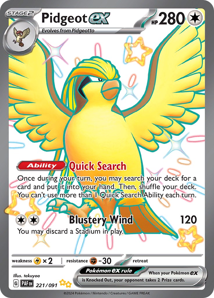 Pidgeot ex (221/091) [Scarlet & Violet: Paldean Fates] | Dumpster Cat Games