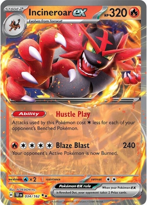 Incineroar ex (034/162) [Scarlet & Violet: Temporal Forces] | Dumpster Cat Games