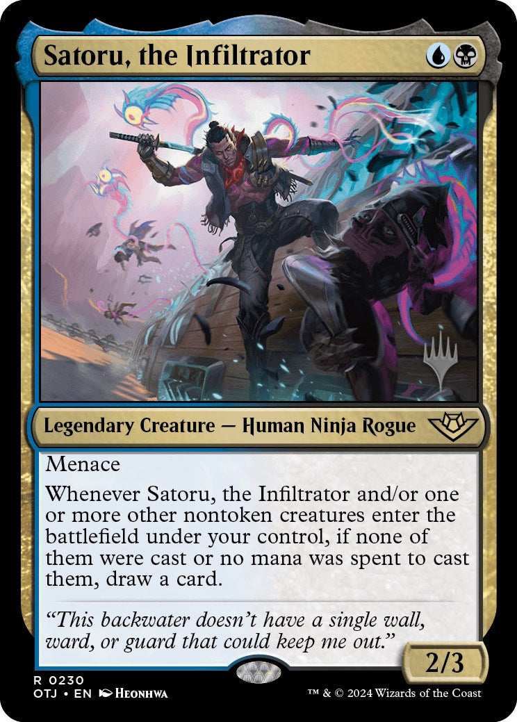 Satoru, the Infiltrator (Promo Pack) [Outlaws of Thunder Junction Promos] | Dumpster Cat Games