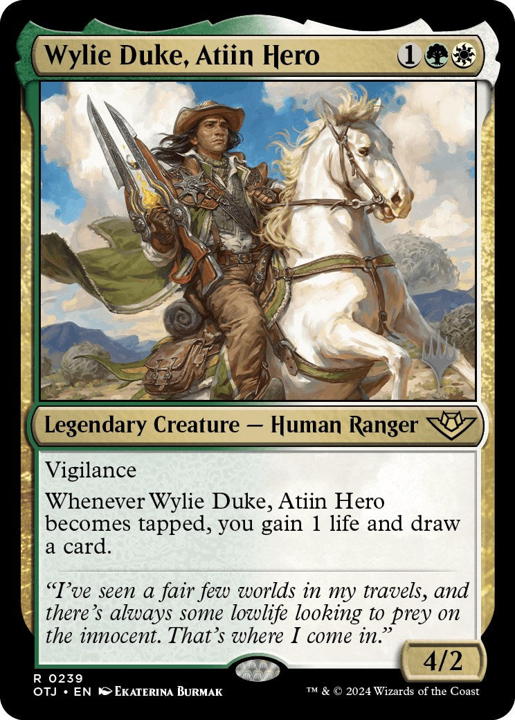 Wylie Duke, Atiin Hero (Promo Pack) [Outlaws of Thunder Junction Promos] | Dumpster Cat Games