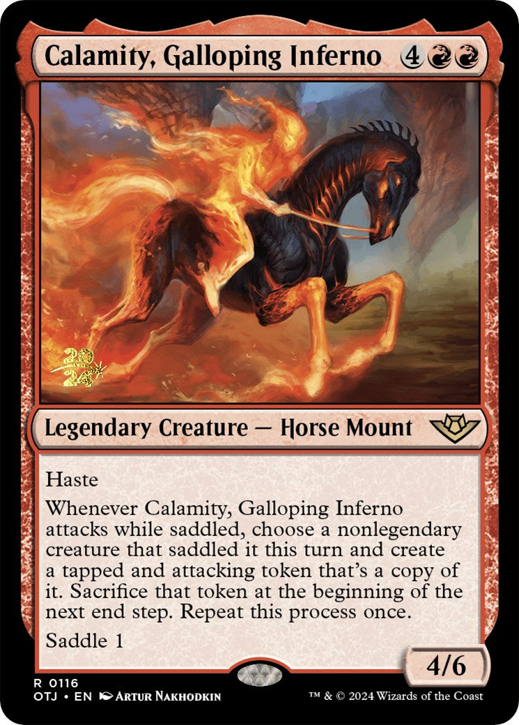 Calamity, Galloping Inferno [Outlaws of Thunder Junction Prerelease Promos] | Dumpster Cat Games