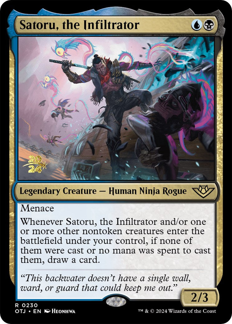 Satoru, the Infiltrator [Outlaws of Thunder Junction Prerelease Promos] | Dumpster Cat Games