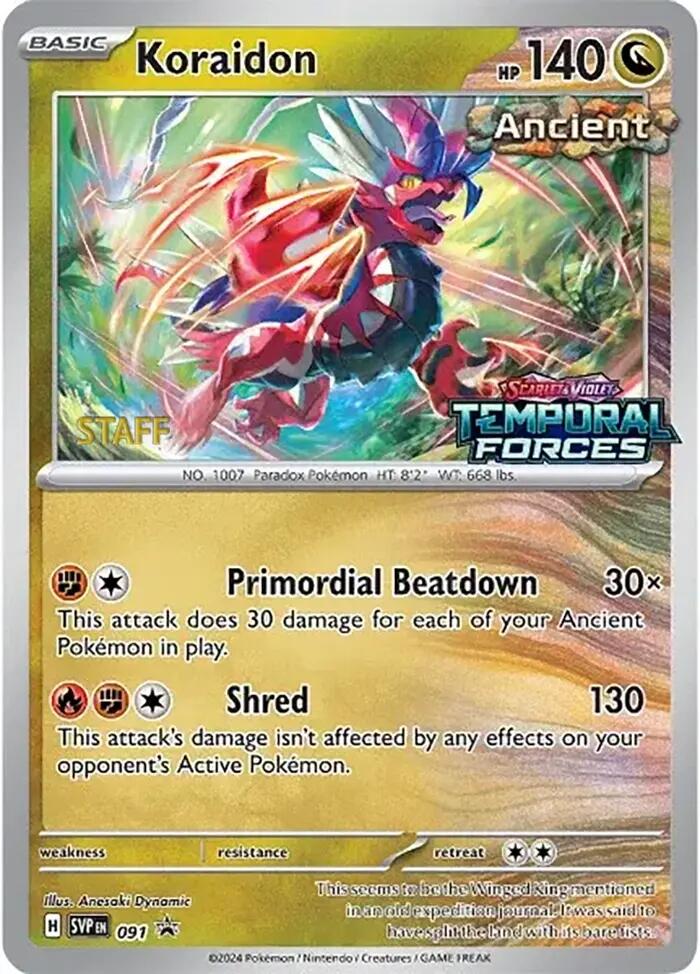 Koraidon (091) (Stamped) (Staff) [Scarlet & Violet: Black Star Promos] | Dumpster Cat Games