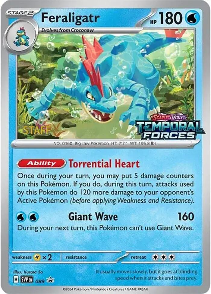 Feraligatr (089) (Staff Prerelease Promo) [Scarlet & Violet: Black Star Promos] | Dumpster Cat Games