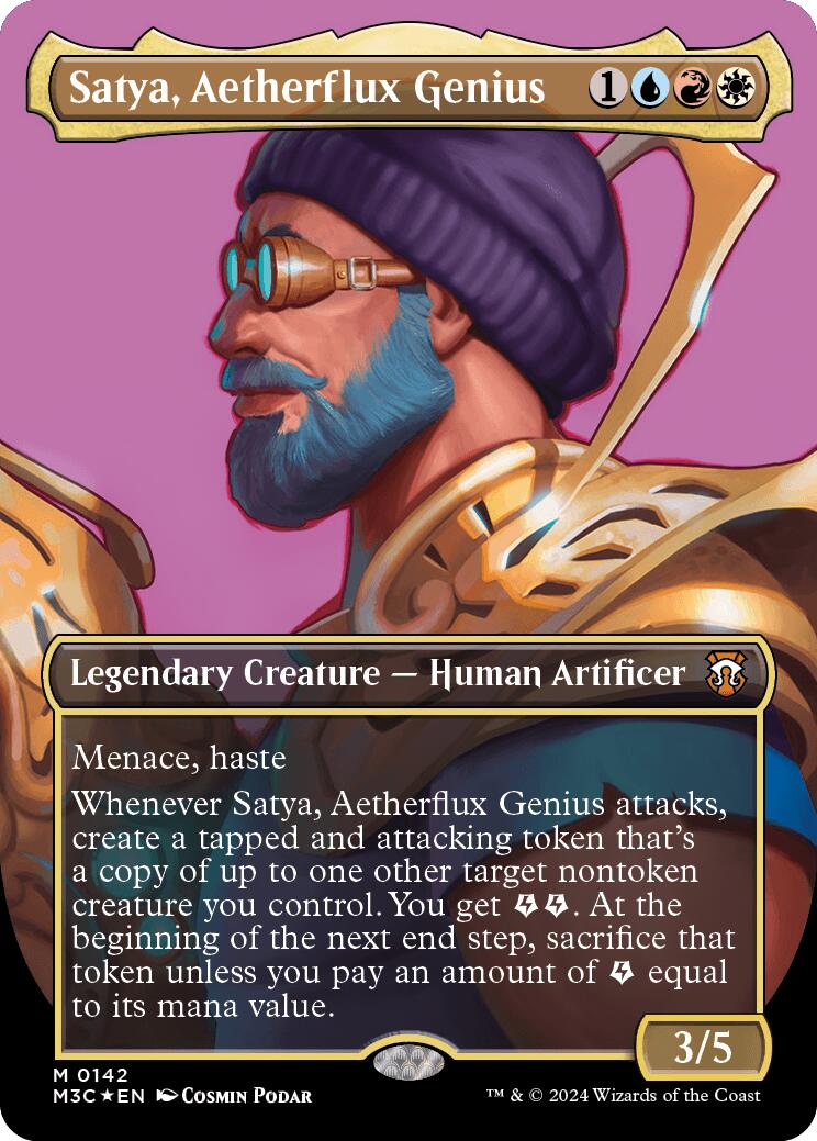 Satya, Aetherflux Genius (Borderless) (Ripple Foil) [Modern Horizons 3 Commander] | Dumpster Cat Games