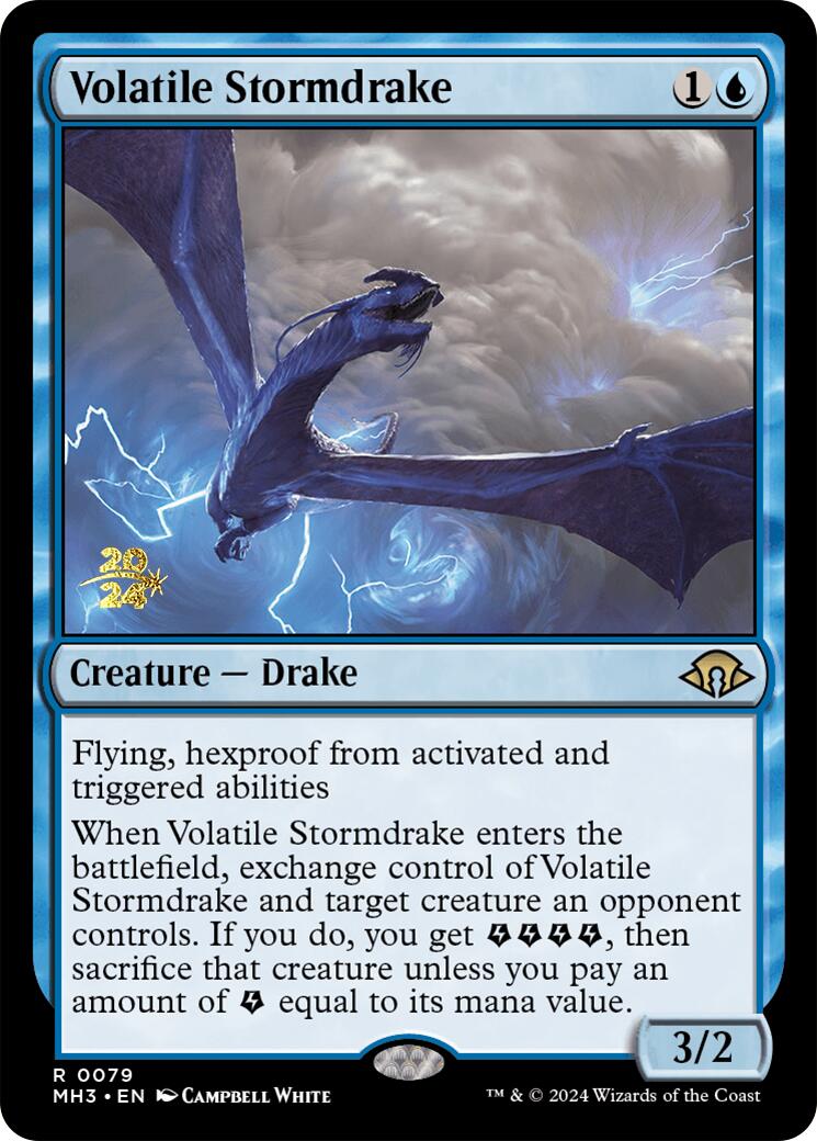 Volatile Stormdrake [Modern Horizons 3 Prerelease Promos] | Dumpster Cat Games