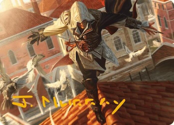 Ezio, Blade of Vengeance Art Card (Gold-Stamped Signature) [Assassin's Creed Art Series] | Dumpster Cat Games