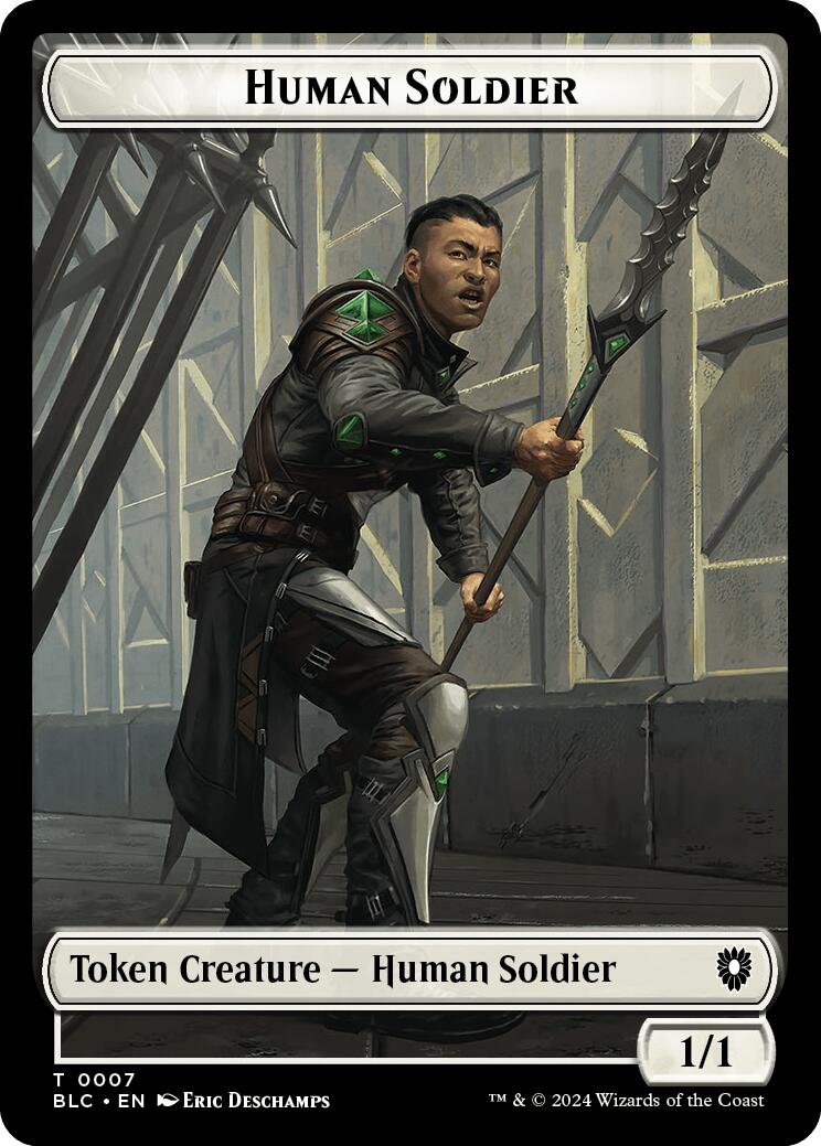 Human Soldier // Wolf (035) Double-Sided Token [Bloomburrow Commander Tokens] | Dumpster Cat Games