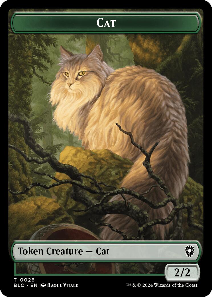 Cat // Beast (025) Double-Sided Token [Bloomburrow Commander Tokens] | Dumpster Cat Games