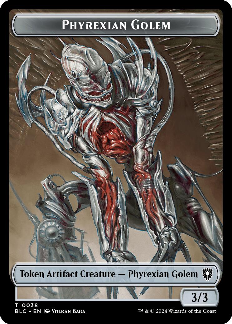 Phyrexian Golem // Faerie Double-Sided Token [Bloomburrow Commander Tokens] | Dumpster Cat Games