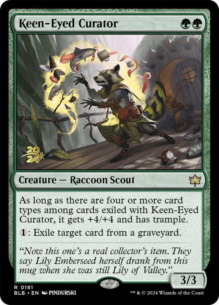 Keen-Eyed Curator [Bloomburrow Prerelease Promos] | Dumpster Cat Games