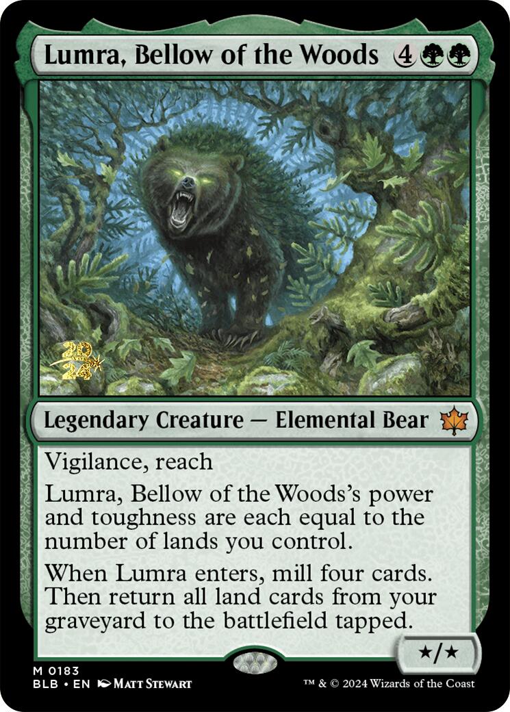 Lumra, Bellow of the Woods [Bloomburrow Prerelease Promos] | Dumpster Cat Games