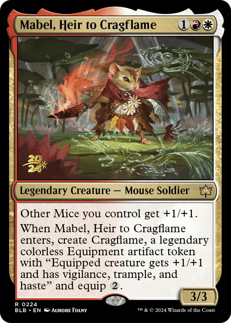 Mabel, Heir to Cragflame [Bloomburrow Prerelease Promos] | Dumpster Cat Games