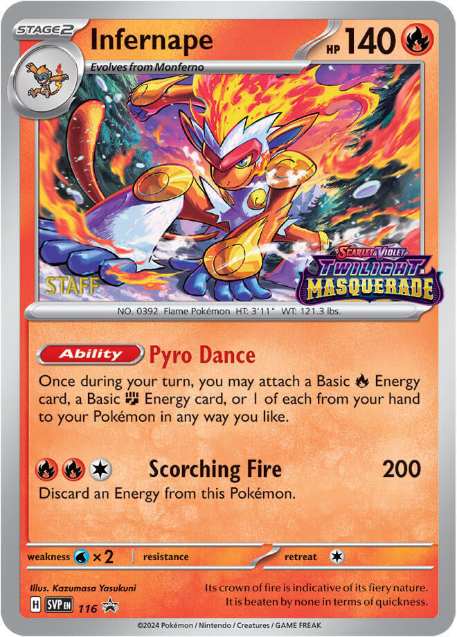 Infernape (116) (Staff) [Scarlet & Violet: Black Star Promos] | Dumpster Cat Games