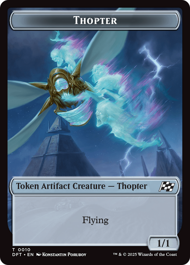 Golem (0014) // Thopter (0010) Double-Sided Token [Aetherdrift Tokens] | Dumpster Cat Games