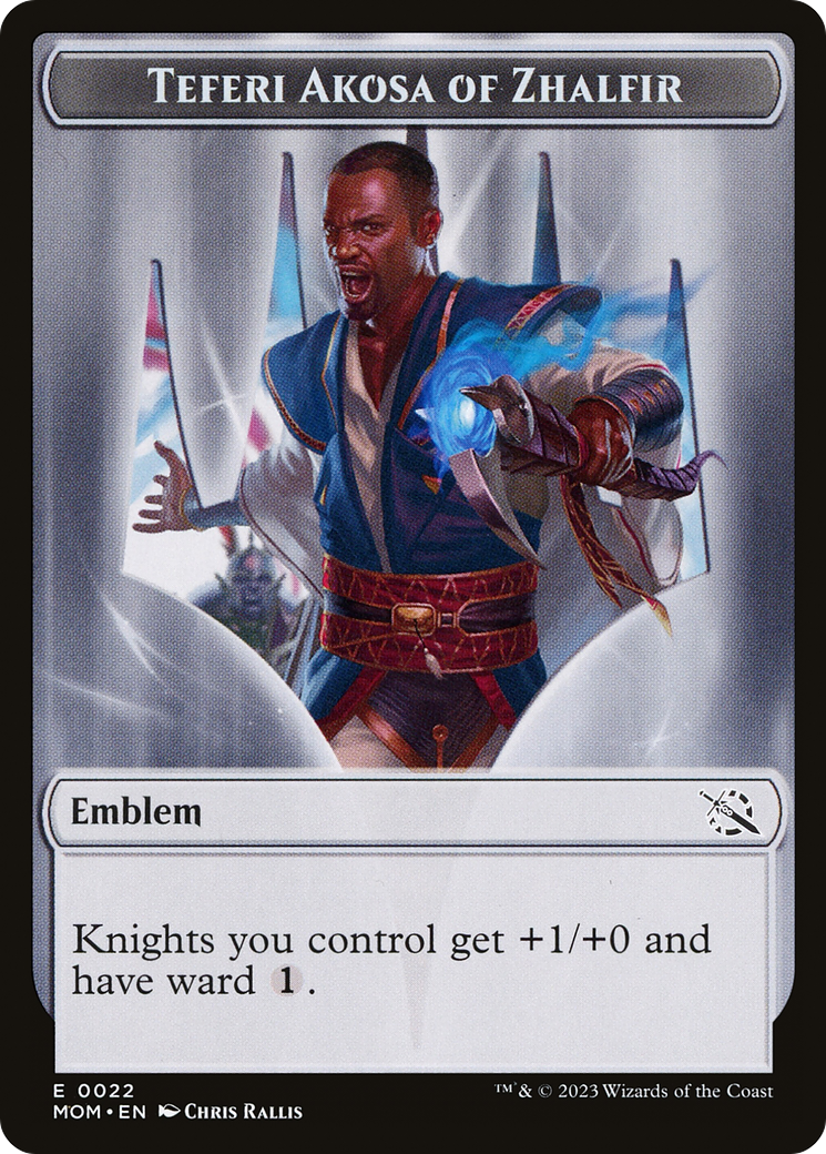 Treasure (20) // Teferi Akosa of Zhalfir Emblem Double-Sided Token [March of the Machine Tokens] | Dumpster Cat Games