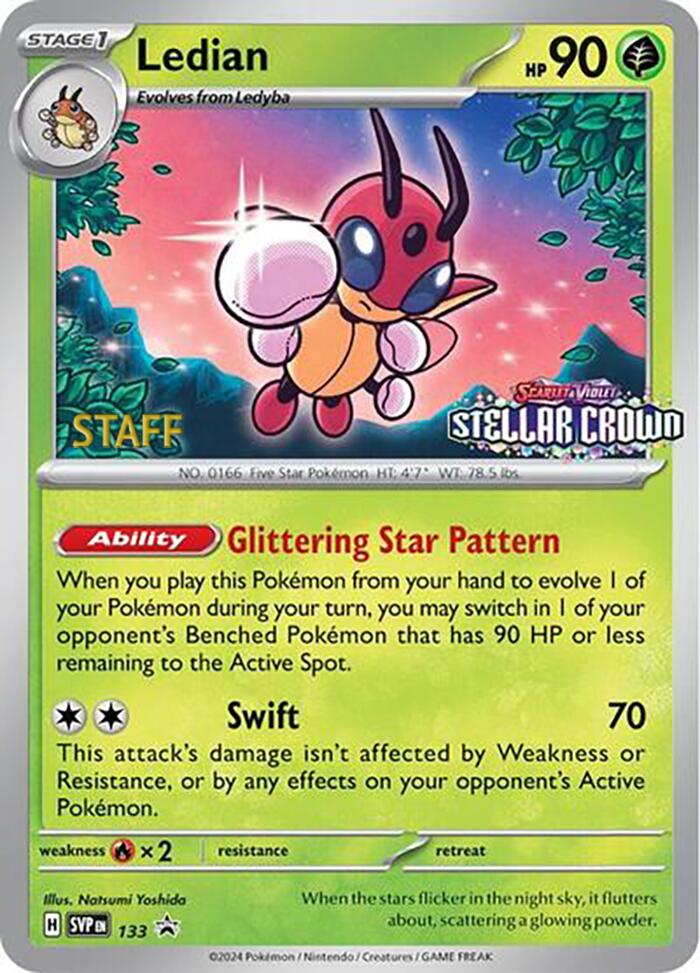 Ledian (133) (Staff Promo) [Scarlet & Violet: Black Star Promos] | Dumpster Cat Games