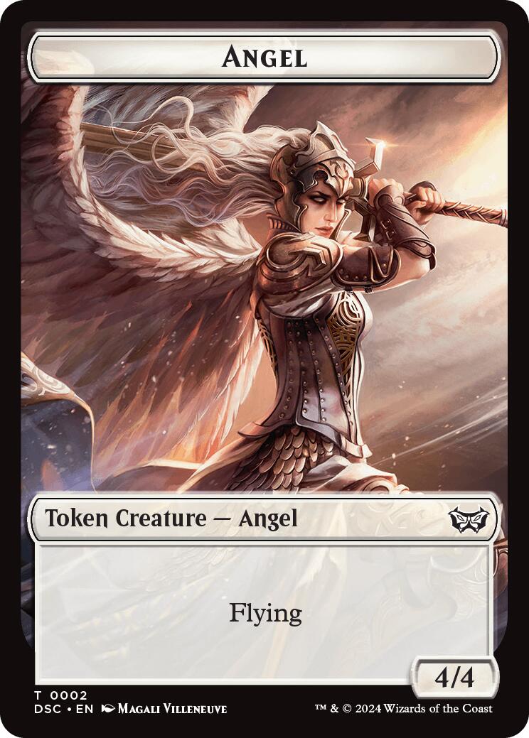 Angel // Glimmer Double-Sided Token [Duskmourn: House of Horror Commander Tokens] | Dumpster Cat Games