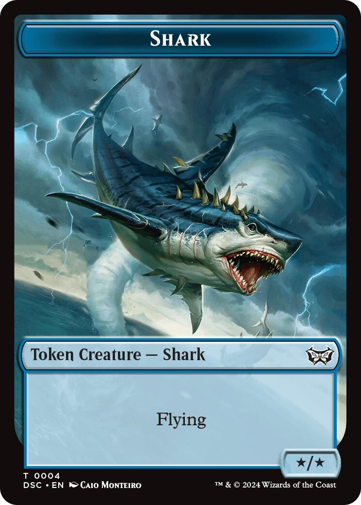 Shark // Copy Double-Sided Token [Duskmourn: House of Horror Commander Tokens] | Dumpster Cat Games