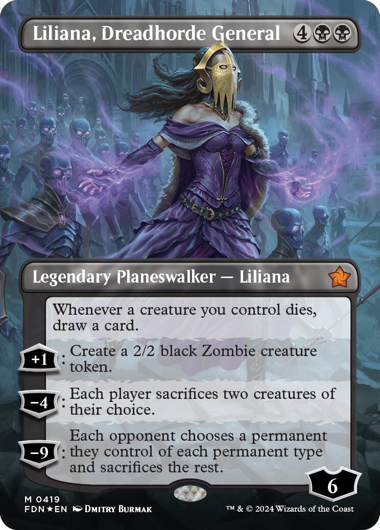 Liliana, Dreadhorde General (Borderless) (Mana Foil) [Foundations] | Dumpster Cat Games