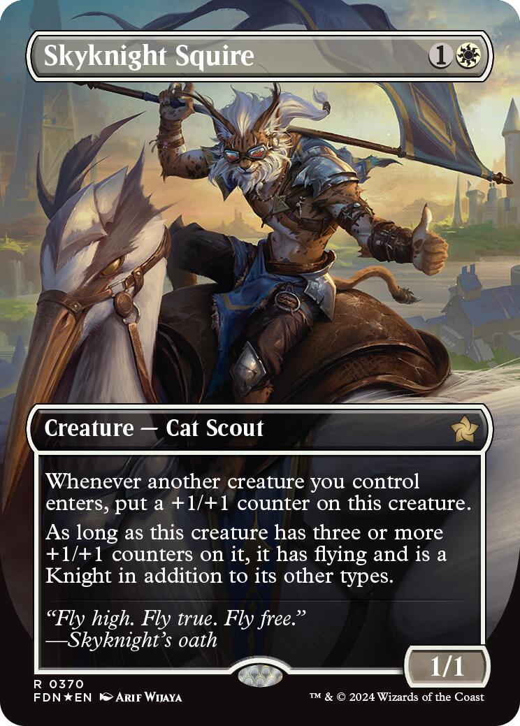 Skyknight Squire (Borderless) (Mana Foil) [Foundations] | Dumpster Cat Games