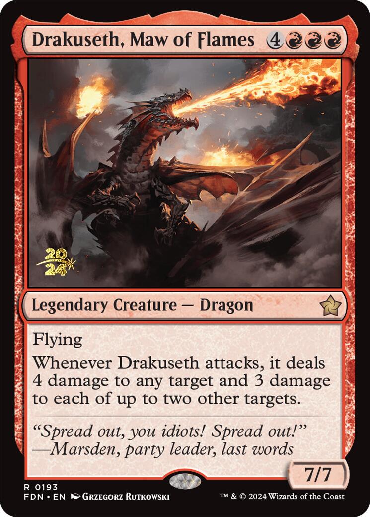 Drakuseth, Maw of Flames [Foundations Prerelease Promos] | Dumpster Cat Games