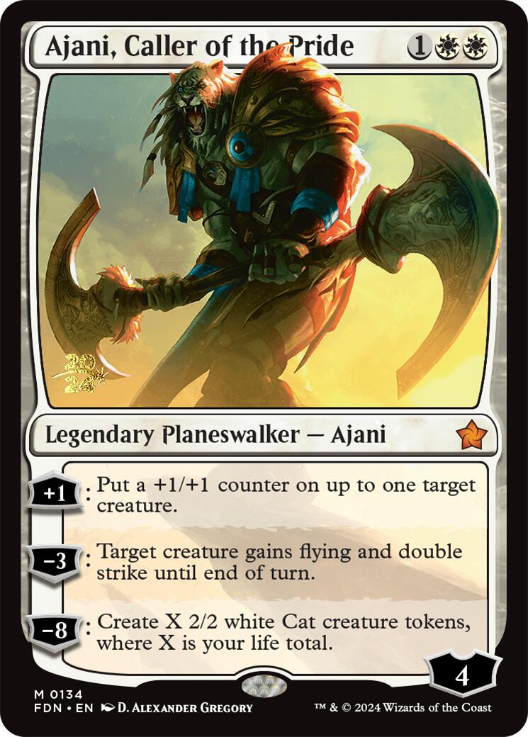 Ajani, Caller of the Pride [Foundations Prerelease Promos] | Dumpster Cat Games