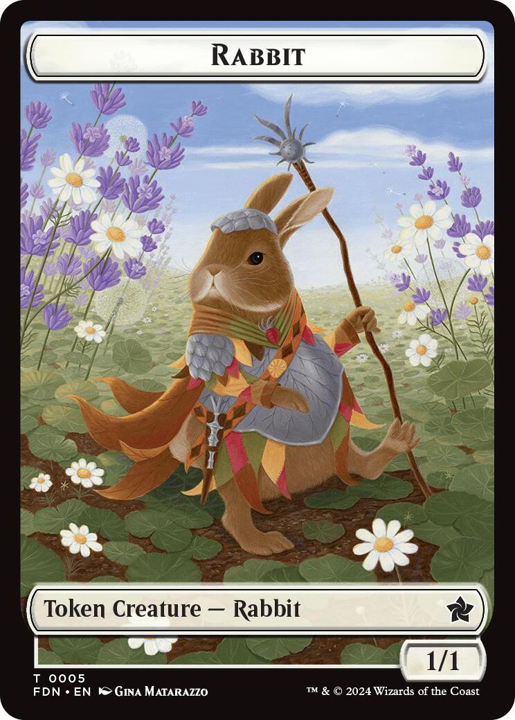 Rabbit // Soldier Double-Sided Token [Foundations Tokens] | Dumpster Cat Games