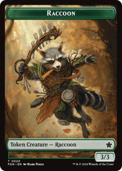 Elf Warrior // Raccoon Doubled-Sided Token [Foundations Tokens] | Dumpster Cat Games