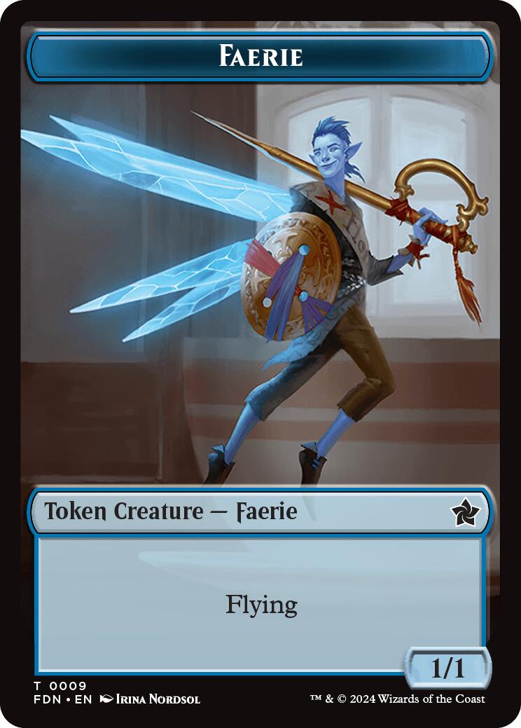 Faerie // Fish Doubled-Sided Token [Foundations Tokens] | Dumpster Cat Games