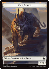 Cat Beast // Dragon (0017) Double-Sided Token [Foundations Tokens] | Dumpster Cat Games