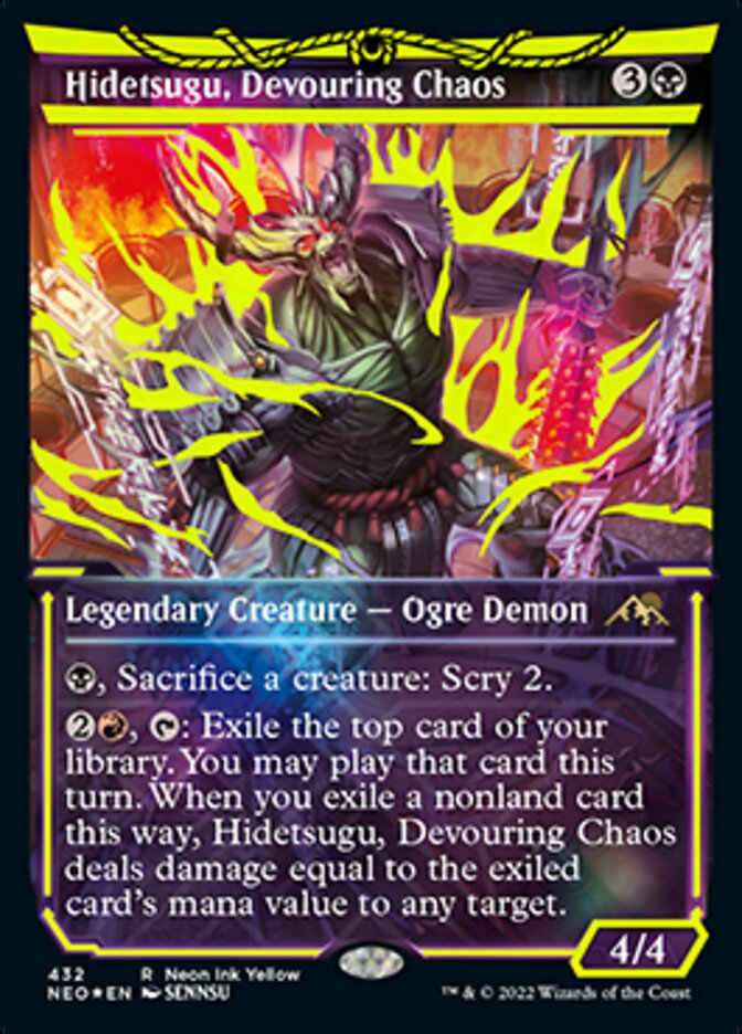 Hidetsugu, Devouring Chaos (Neon Ink Yellow) [Kamigawa: Neon Dynasty] | Dumpster Cat Games