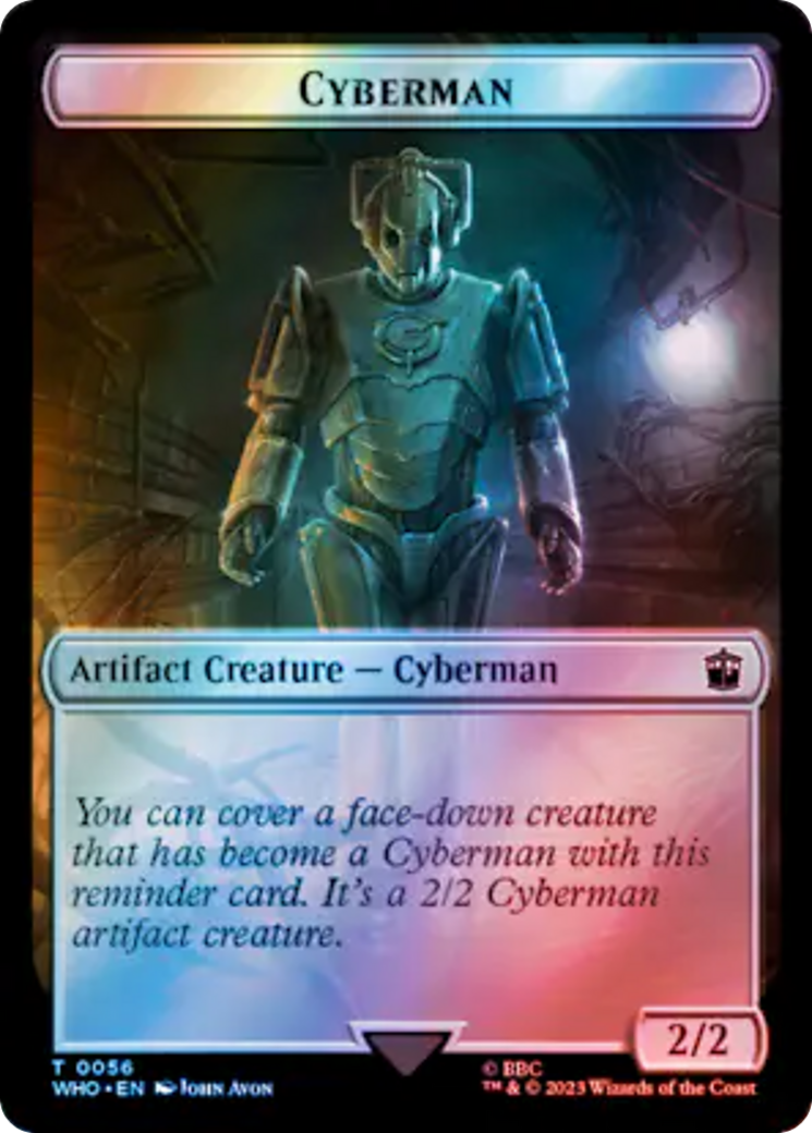 Fish // Cyberman Double-Sided Token (Surge Foil) [Doctor Who Tokens] | Dumpster Cat Games