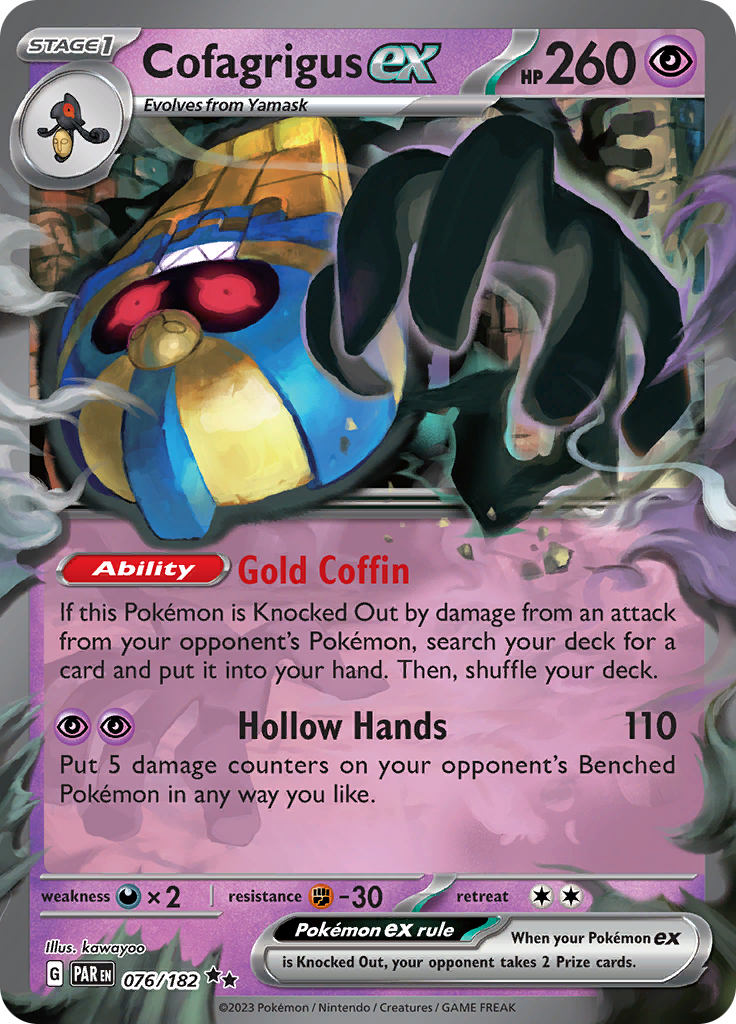 Cofagrigus ex (076/182) [Scarlet & Violet: Paradox Rift] | Dumpster Cat Games