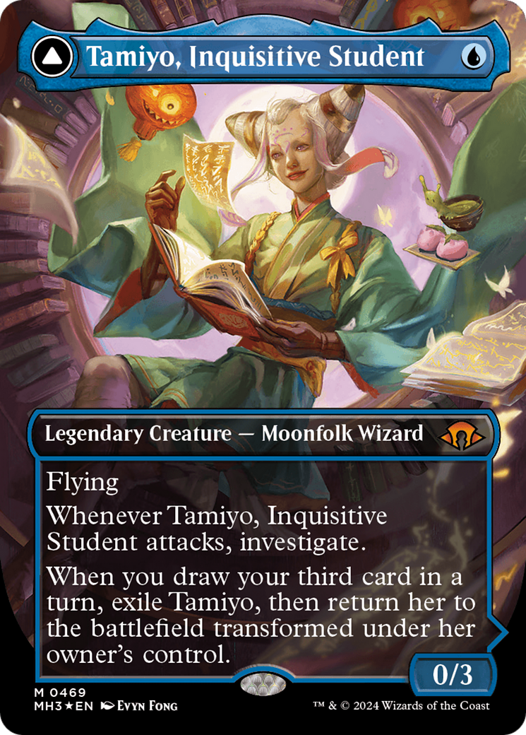 Tamiyo, Inquisitive Student // Tamiyo, Seasoned Scholar (Borderless) (Textured Foil) [Modern Horizons 3] | Dumpster Cat Games